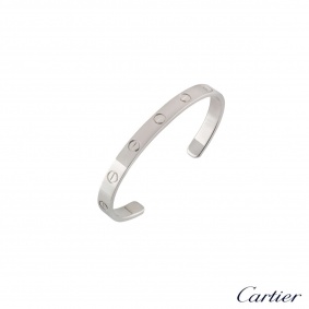 Cartier 18k White Gold Love Cuff Bracelet Size 16  B6032516